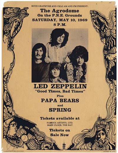 Led Zeppelin - The Agrodome - Vancouver - promo flyer - 1969 - #MO77799ILMFNO