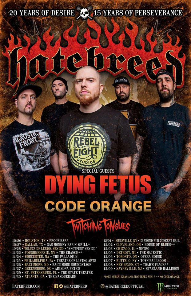 Hatebreed - Dying Fetus - tour flyer - Fall 2017 - #33MO33ILMFSO3
