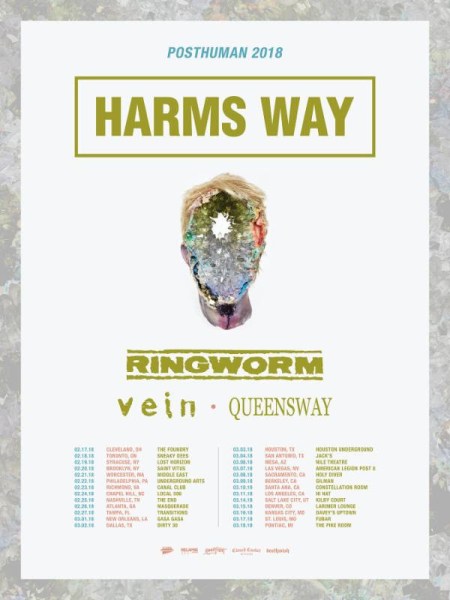 Harms Way - Ringworm - Vein - Queensway - tour flyer 2018 - #333MO8338