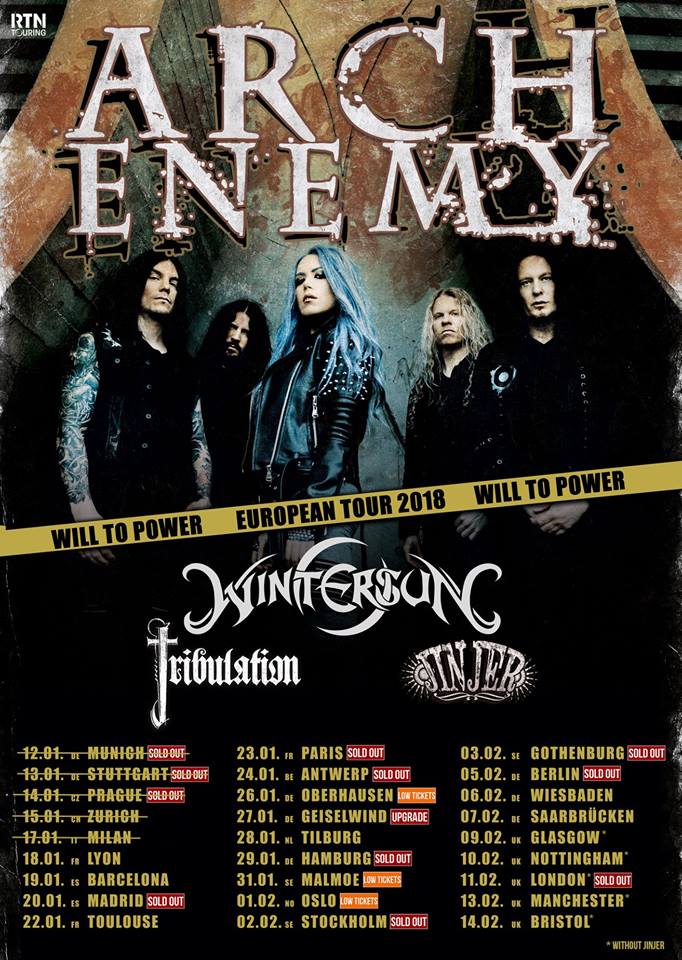 Arch Enemy - Will To Power - European Tour 2018 - promo flyer - #33MO8333ILMN