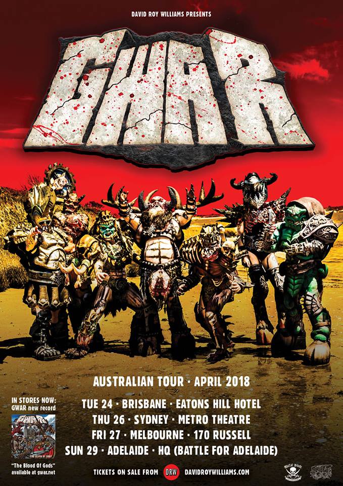 GWAR - Australia Tour 2018 - promo flyer - #333MO99ILMNDOS