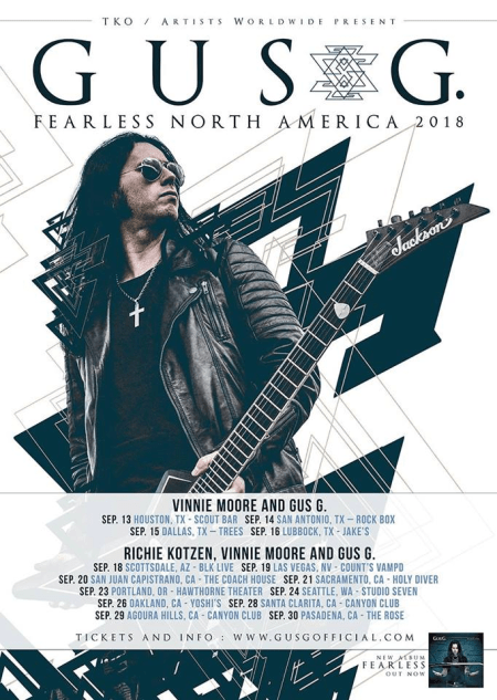 Gus G - Fearless Tour USA - promo flyer - 2018 - #3323ILMNVM33