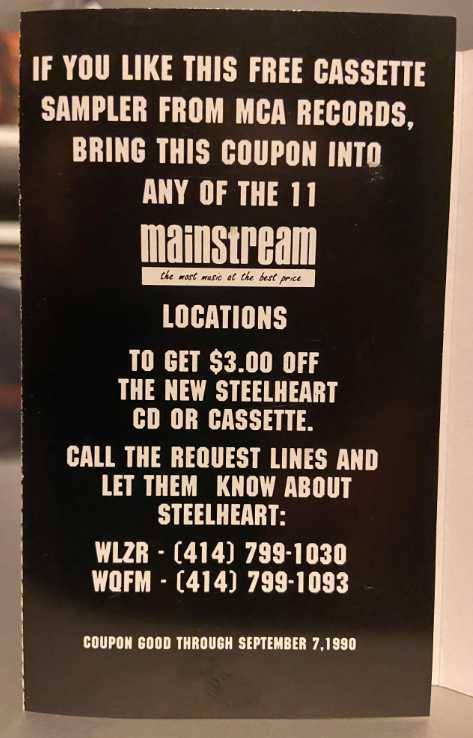 STEELHEART - sampler cassette liner notes - 1989 - ILGD33MO