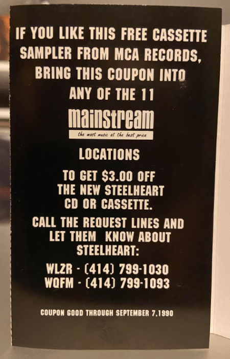 STEELHEART - sampler cassette liner notes - 1989 - ILGD33MO